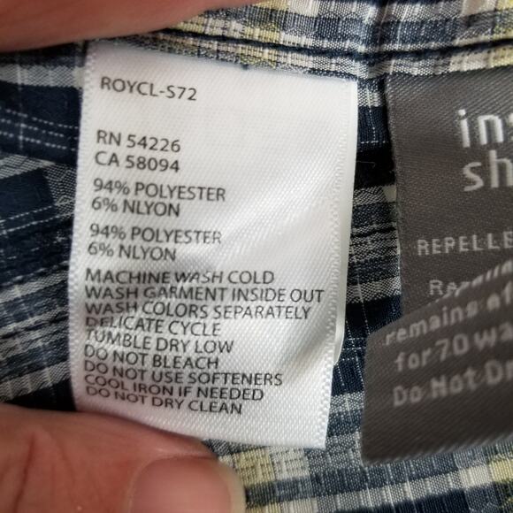 Royal Robbins Men's Insect Shield Bug Barrier Plaid Button Up Shirt Blue Large - Picture 4 of 11